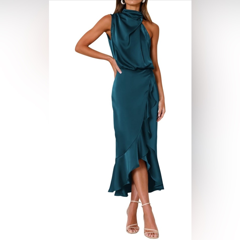 Chic Asymmetrical Teal Dress